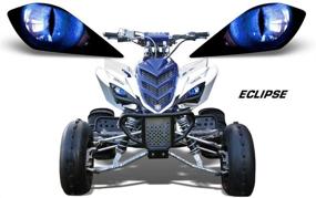 img 1 attached to 🔵 Enhance Your Yamaha Raptor's Look with AMR Racing Eclipse Blue ATV Headlight Eye Graphics Decal Cover!