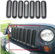 🚙 matte black mesh front grill insert grille cover trim, compatible for 2007-2015 jeep wrangler jk 2-door &amp; 4-door with key hole - moebulb logo