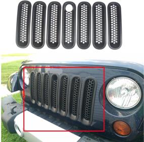 img 4 attached to 🚙 Matte Black Mesh Front Grill Insert Grille Cover Trim, Compatible for 2007-2015 Jeep Wrangler JK 2-Door &amp; 4-Door with Key Hole - MOEBULB