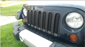 img 1 attached to 🚙 Matte Black Mesh Front Grill Insert Grille Cover Trim, Compatible for 2007-2015 Jeep Wrangler JK 2-Door &amp; 4-Door with Key Hole - MOEBULB