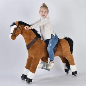 img 4 attached to UFREE Action Pony - Large Mechanical Horse Toy with Ride-on Bounce and Motion, 44-Inch Height for 6-Year-Olds to Adults, Black Mane and Tail