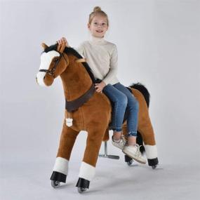 img 2 attached to UFREE Action Pony - Large Mechanical Horse Toy with Ride-on Bounce and Motion, 44-Inch Height for 6-Year-Olds to Adults, Black Mane and Tail