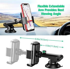 img 1 attached to 📱 STOON 360° Rotatable Car Phone Holder Mount for Dashboard/Windshield - Extendable Arm, Compatible with iPhone 12 Pro Max, 11 Pro, 11, 8 - Galaxy S10e, S9, and More