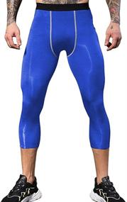 img 2 attached to 🩳 Yuerlian Men's Compression Capri Shorts Baselayer Cool Dry Sports Tights 3 Pack