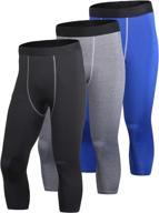 🩳 yuerlian men's compression capri shorts baselayer cool dry sports tights 3 pack logo