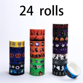 img 1 attached to 🎃 Aneco 24 Rolls Halloween Washi Tapes Set - Bat, Pumpkin, Skull Patterns - DIY Paper Masking Tape for Halloween Office Party Supplies