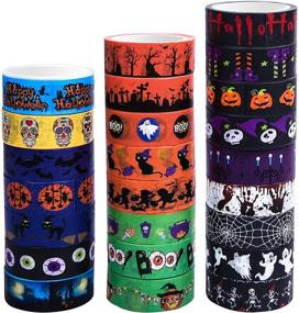 img 4 attached to 🎃 Aneco 24 Rolls Halloween Washi Tapes Set - Bat, Pumpkin, Skull Patterns - DIY Paper Masking Tape for Halloween Office Party Supplies