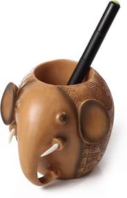 img 1 attached to 🐘 Resin Carving Elephant Pencil Holder - Stylish and Creative Pen Holder for Office or School Use