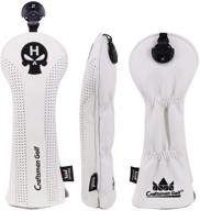 🏴 craftsman golf black skull white head cover set for driver, fairway wood, hybrid, and putter - headcover logo