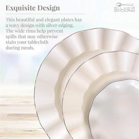 img 2 attached to 💍 Upscale Wedding and Dining: Veil Collection - Ivory - Heavyweight 30PC Party Disposable Dinnerware Set with Fine China Look