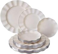 💍 upscale wedding and dining: veil collection - ivory - heavyweight 30pc party disposable dinnerware set with fine china look logo