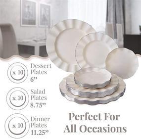 img 1 attached to 💍 Upscale Wedding and Dining: Veil Collection - Ivory - Heavyweight 30PC Party Disposable Dinnerware Set with Fine China Look