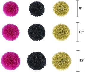 img 2 attached to Vibrant Hot Pink, Gold, and Black Party Decorations: Premium 50 Piece Party 💖 Supply Set Featuring Paper Pom Poms, Lanterns, Garlands, Balloons, and Confetti Kit (Hot Pink)