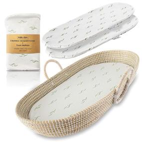 img 4 attached to 👶 Organic Seagrass Diaper Baby Changing Basket: Nursery Changing Table Set with Thick Pad & 3 Soft Bamboo Covers - CPSC Safety Compliant, Ideal Shower Gift for Newborns