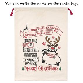 img 3 attached to 🎅 HBlife Personalized Santa Sack - Christmas Gift Bag, Cotton with Drawstring, Size 27