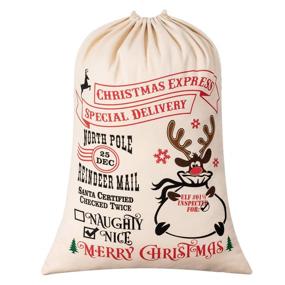 img 4 attached to 🎅 HBlife Personalized Santa Sack - Christmas Gift Bag, Cotton with Drawstring, Size 27
