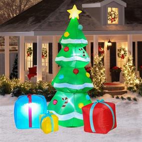 img 4 attached to 🎄 Bring Festive Cheer with Lvydec 7ft Lighted Inflatable Christmas Tree Decoration - Stunning LED-Lit Yard Decor with 3 Gift Boxes - Perfect for Christmas Party and Garden Décor!