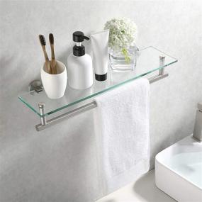 img 3 attached to 🛁 KES Glass Bathroom Shelf with Towel Bar - 20-Inch, Wall-Mounted SUS 304 Stainless Steel Brushed Finish, Tempered Glass, A2022S51-2