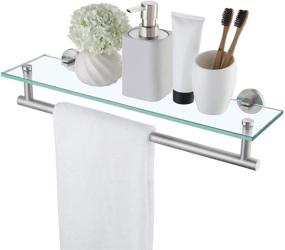img 4 attached to 🛁 KES Glass Bathroom Shelf with Towel Bar - 20-Inch, Wall-Mounted SUS 304 Stainless Steel Brushed Finish, Tempered Glass, A2022S51-2