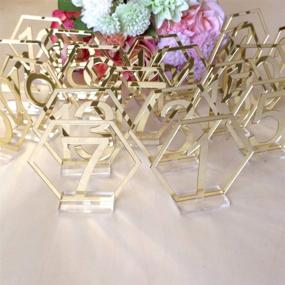 img 2 attached to 💍 Wedding Table Numbers, 1-20 Velidy Gold Acrylic Standing Table Numbers with Holder Base – Ideal for Events, Parties, Weddings, Catering Decorations