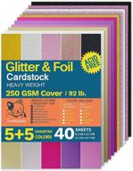 🎨 colored glitter & foil card stock - 40 sheets a4 250gsm/92lb for craft projects, scrapbooking, gift wrapping - metallic mirror board in 10 vibrant colors - perfect for birthdays, weddings, and parties logo