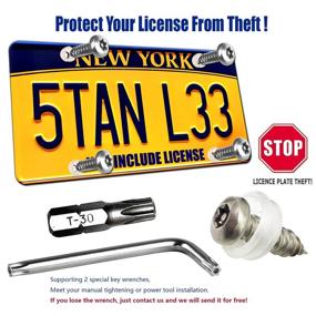 img 2 attached to Enhanced Security License Plate Screws: Anti-Theft Tamper-Proof Car Tag Bolts Set with Stainless Steel Mounting Hardware Kit, Rust-Proof 1/4 Metric M6 Self-Tapping Screws, Insert Nuts, Black Caps, and Pointed Design