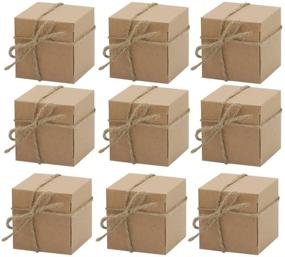 img 1 attached to 🎁 Amajoy 50pcs Rustic Kraft Paper Favor Boxes with 50pcs Twine for Wedding, Baby Shower Candy Favor