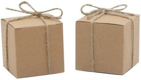 img 4 attached to 🎁 Amajoy 50pcs Rustic Kraft Paper Favor Boxes with 50pcs Twine for Wedding, Baby Shower Candy Favor