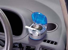 img 1 attached to 🚗 YamaziHD Мини портативная пепельница для автомобиля: серебристый держатель сигарет и сигар на приборной панели с синим светодиодным светом