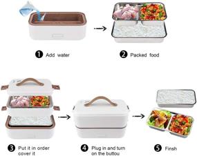 img 1 attached to 🍱 CTSZOOM Electric Lunch Box, Toursion Mini Rice Cooker, 2 Layers Steamer Lunch Box for Home Office School Travel, Cook Raw Food, 800ML/110V (White)