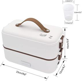 img 2 attached to 🍱 CTSZOOM Electric Lunch Box, Toursion Mini Rice Cooker, 2 Layers Steamer Lunch Box for Home Office School Travel, Cook Raw Food, 800ML/110V (White)