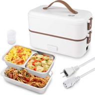 🍱 ctszoom electric lunch box, toursion mini rice cooker, 2 layers steamer lunch box for home office school travel, cook raw food, 800ml/110v (white) logo