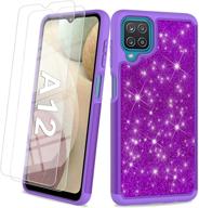 💜 glitter case for samsung galaxy a12 6.5 inch - cute purple sparkle phone cover for girls & women - anti-shock, anti-scratch tpu+pc protective case - 2021 logo