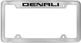 img 2 attached to 🚗 GMC Denali Engraved License Plate Frame Holder - Chrome Plated Metal Top