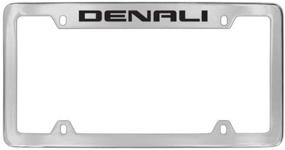 img 1 attached to 🚗 GMC Denali Engraved License Plate Frame Holder - Chrome Plated Metal Top