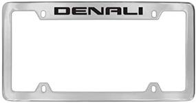 img 4 attached to 🚗 GMC Denali Engraved License Plate Frame Holder - Chrome Plated Metal Top