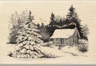 🏠 inkadinkado snowy winter cabin wooden christmas stamp, 2.75'' width x 4'' length logo