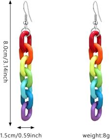 img 1 attached to 🌈 Seakuur Rainbow Resin Acrylic Earrings - Cool & Unique Transparent Color Earrings for Women and Girls - 2 Pairs Chain Earrings