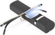 tr90 anti-reflective rim readers: lightweight half frame blue light blocking reading glasses for men and women - complete with case logo