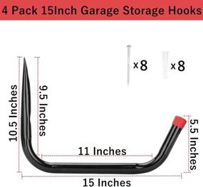 img 3 attached to 🚲 Heavy Duty Garage Storage Hooks: Jumbo Arm Kayak Wall Hangers, 100lb Capacity Steel Canoe Rack for Outdoor or Indoor Use