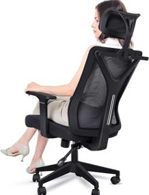 img 4 attached to 🪑 FENICHI Black Ergonomic Office Chair: Adjustable Height, Reclining, Lumbar Support | Mesh Computer Chair for Home Office