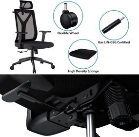 img 1 attached to 🪑 FENICHI Black Ergonomic Office Chair: Adjustable Height, Reclining, Lumbar Support | Mesh Computer Chair for Home Office