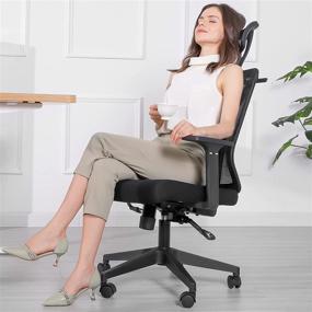 img 3 attached to 🪑 FENICHI Black Ergonomic Office Chair: Adjustable Height, Reclining, Lumbar Support | Mesh Computer Chair for Home Office