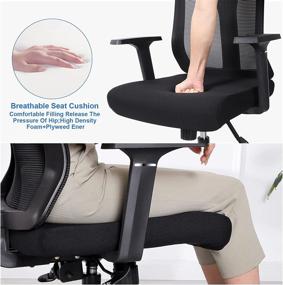 img 2 attached to 🪑 FENICHI Black Ergonomic Office Chair: Adjustable Height, Reclining, Lumbar Support | Mesh Computer Chair for Home Office