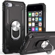 📱 protective ipod touch case with car mount | cyberowl hybrid rugged shockproof cover with kickstand for apple ipod touch 5 6 7th generation - black logo