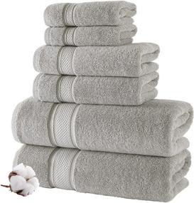 img 4 attached to NOVA Luxury Linen - Hotel Quality Turkish Towel Set: 2 Bath Towels, 2 Hand Towels, 2 Washcloths for Elegant Bathrooms