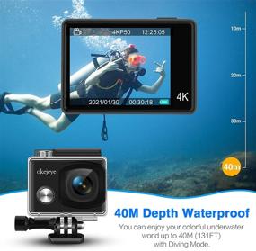 img 2 attached to 📷 Okejeye 4K Action Camera OK800: Native 50fps/24MP, Touchscreen, 40M Waterproof, WiFi, EIS, Remote Control, 32GB Micro SD Card - Underwater Camera, Sport Cam, Web Camcorder