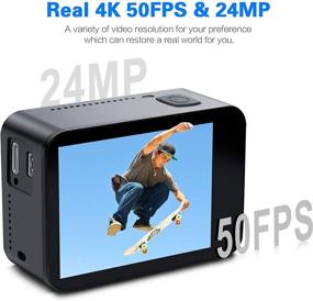 img 3 attached to 📷 Okejeye 4K Action Camera OK800: Native 50fps/24MP, Touchscreen, 40M Waterproof, WiFi, EIS, Remote Control, 32GB Micro SD Card - Underwater Camera, Sport Cam, Web Camcorder