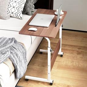 img 2 attached to 📱 Adjustable Mobile Side Desk with Tablet and Mobile Phone Slot - SDHYL 23.6 inches Portable Workstation Student Desk for Bed, Couch, Small Snack Table - CXYM-5/3-60HW