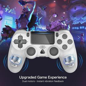 img 2 attached to 🎮 Gobub Wireless Controller Remote - Double Vibration, Audio Function, 1000 mAh Battery - PS-4/Pro/Slim Compatible - Touch-pad Joystick Game Controller - Non-OEM - White